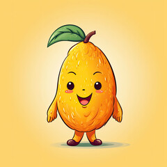 3D Illustration of mango character that is drawn in cartoon style, AI Generated
