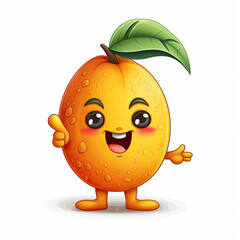 3D Illustration of mango character that is drawn in cartoon style, AI Generated