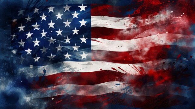 American flag on abstract background 