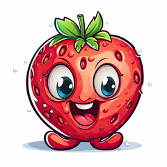 3D Illustration of strawberry character that is drawn in cartoon style, AI Generated