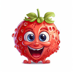 3D Illustration of strawberry character that is drawn in cartoon style, AI Generated