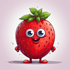 3D Illustration of strawberry character that is drawn in cartoon style, AI Generated
