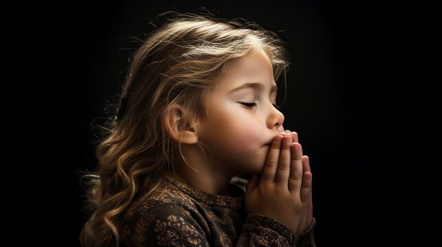 Child's Innocent Prayer: Little Girl with Hands Folded