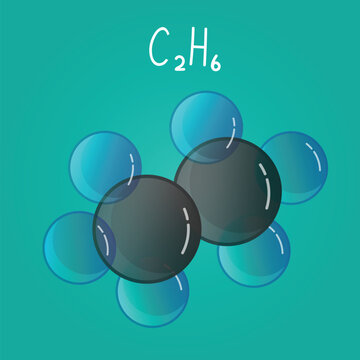 Cartoon Ethane C2H6 Molecule