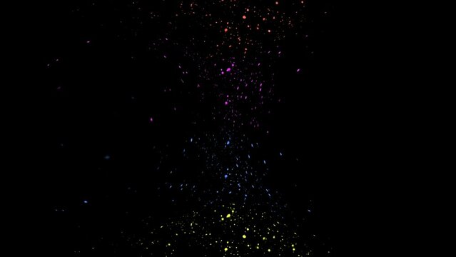 4k Magic light background with glitter particles. Colorful sparks glitter on the dark.