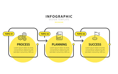 Timeline Creator infographic template. 3 Step timeline journey, calendar Flat simple infographics yellow design template. presentation graph. Business concept with 3 options, vector illustration.