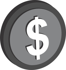 3D dollar coin sign