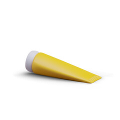 Vector yellow tube lies on white background. Realistic color image. Packaging for cream, paste, cosmetics, hygiene products. Unmarked tube, mockup. Illustration for advertising manufacturer, product