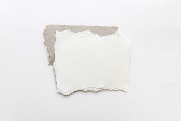 Paper different shapes scraps isolated on white background White Ripped Piece of Paper isolated. Top View of Blank Adhesive Paper Tag. Blank Note with Copy Space for Text or Image. 