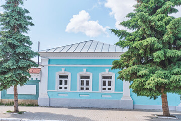 Service building of estate of merchant Tarasov in historical downtown of Yelabuga, Russia.