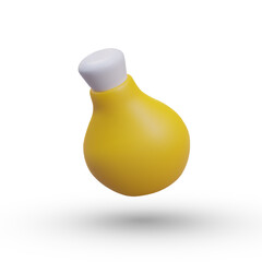 Yellow closed bottle for medicines, cosmetics. Vector object, top view. Container for liquid substances. Color illustration with highlights and shadows, mockup