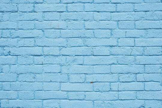 Light Blue Painted Brick Wall Of Historic 19th Century Building