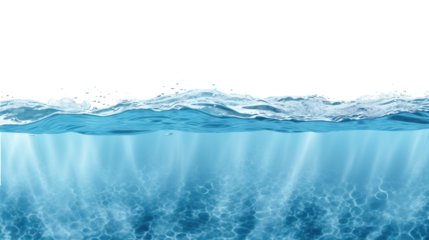 Water wave  underwater  blue  ocean isolated on cutout PNG transparent background