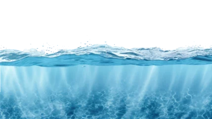 Fotobehang Water wave  underwater  blue  ocean isolated on cutout PNG transparent background © Ivan Guia