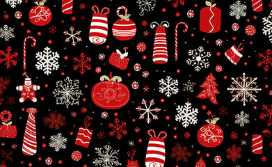 Joyful Christmas Pattern with Iconic Holiday Elements