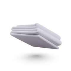 3d realistic pack of white towels. Side view on clean towels for bathroom. Body care concept. Vector illustration in 3d realistic style with place for text