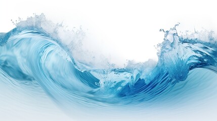 Blue sea wave with white foam isolated on white