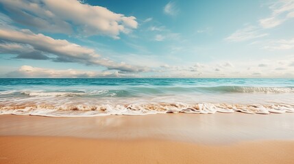 sandy beach with turquoise sea and sky - obrazy, fototapety, plakaty