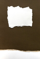 Paper different shapes scraps isolated on brown background White Ripped Piece of Paper isolated....