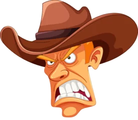 Door stickers Kids Angry Cowboy with Hat Cartoon Illustration