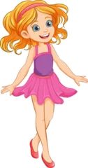 Foto op Plexiglas Adorable Cartoon Girl in Mini Cocktail Dress © GraphicsRF