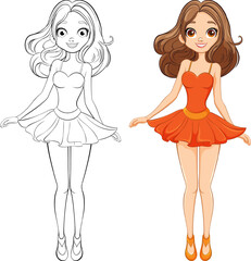 Beautiful Fairy Cartoon Character with Butterfly Wings