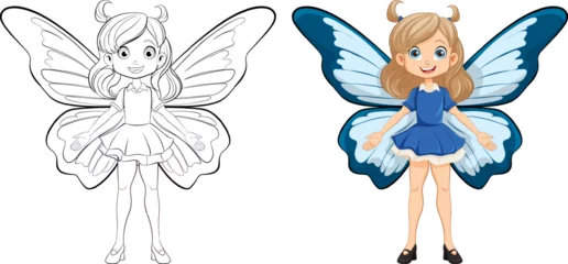 Foto op Plexiglas Cute Girl Cartoon Character in Fantasy Fairy Dress © GraphicsRF