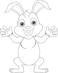 Foto op Plexiglas Cheerful Rabbit Cartoon: A Cute and Smiling Illustration © GraphicsRF