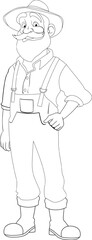 Old Farmer Man with Beard and Mustache Cartoon Character