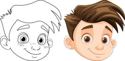 Smiling Handsome Boy with Brown Hair and Brown Eyes