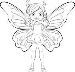 Butterfly Winged Cartoon Girl: A Whimsical Vector Illustration
