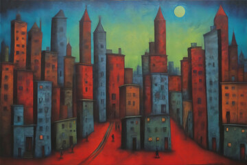 Abstract City, Digital illustration, Abstract Art.