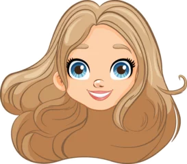 Foto op Plexiglas Smiling Woman with Big Eyes and Long Brown Hair © GraphicsRF