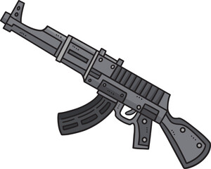 Submachine Gun Cartoon Colored Clipart 