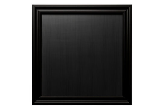 Black landscape picture frame with an empty blank canvas for use as a border or home décor, stock photo isolated on a white background