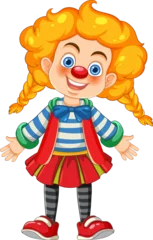 Foto op Plexiglas Adorable Girl Wearing Clown Costume with Vector Illustration © GraphicsRF