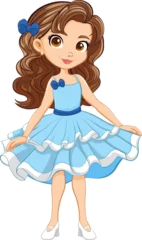 Foto op Plexiglas Adorable Cartoon Girl in Elegant Cocktail Party Attire © GraphicsRF