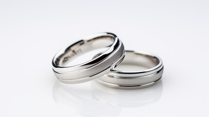 Elegant Platinum Wedding Rings on Minimalist Background