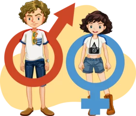 Foto op Plexiglas Teen Male and Female with Gender Symbol © GraphicsRF
