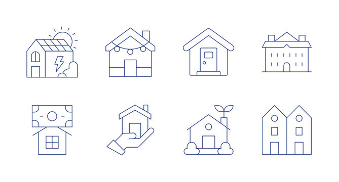 Home icons. Editable stroke. Containing eco house, home, home insurance, eco home, decoration, manor, chalet.