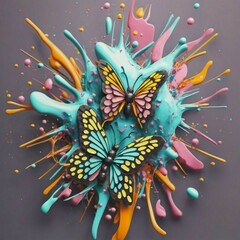 3D graphics Vibrant Butterfly Flower Butterfly Flower illustration