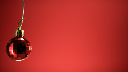 Red Christmas ball with red Background