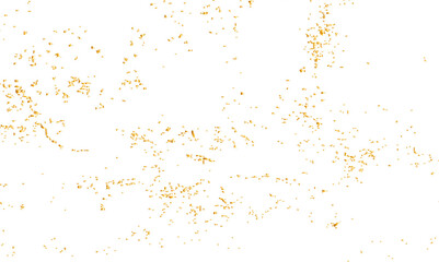 Luxury gold sparkle confetti glitter and zigzag ribbon falling down on transparent background.