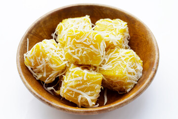 Steam pumpkin cake. Thai Desserts.