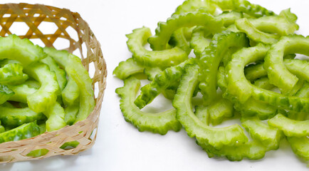Bitter melon on white background.