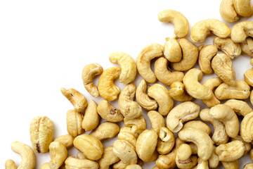 Cashew nuts on white background.