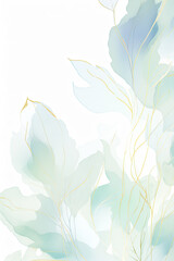 Fototapeta na wymiar . Abstract Mint color flower and botanical leaves background. VIP Invitation and celebration card.