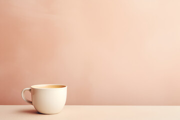 Cappuccino on a beige background, aesthetically pleasing with space for design.