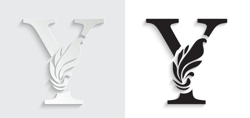 letter Y. flower letters. Vintage ornament initial Alphabet. Logo vector	
