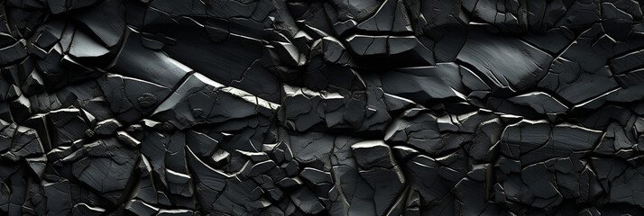 black seamless pattern texture of stone mountains rocks on rock background with cracks - obrazy, fototapety, plakaty